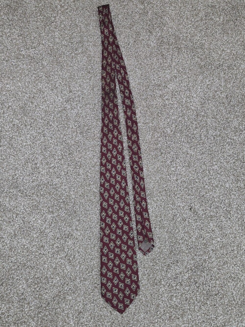 Robert Talbott Best of Class Silk Tie Burgundy Blue Gold Diamond Geometric Italy